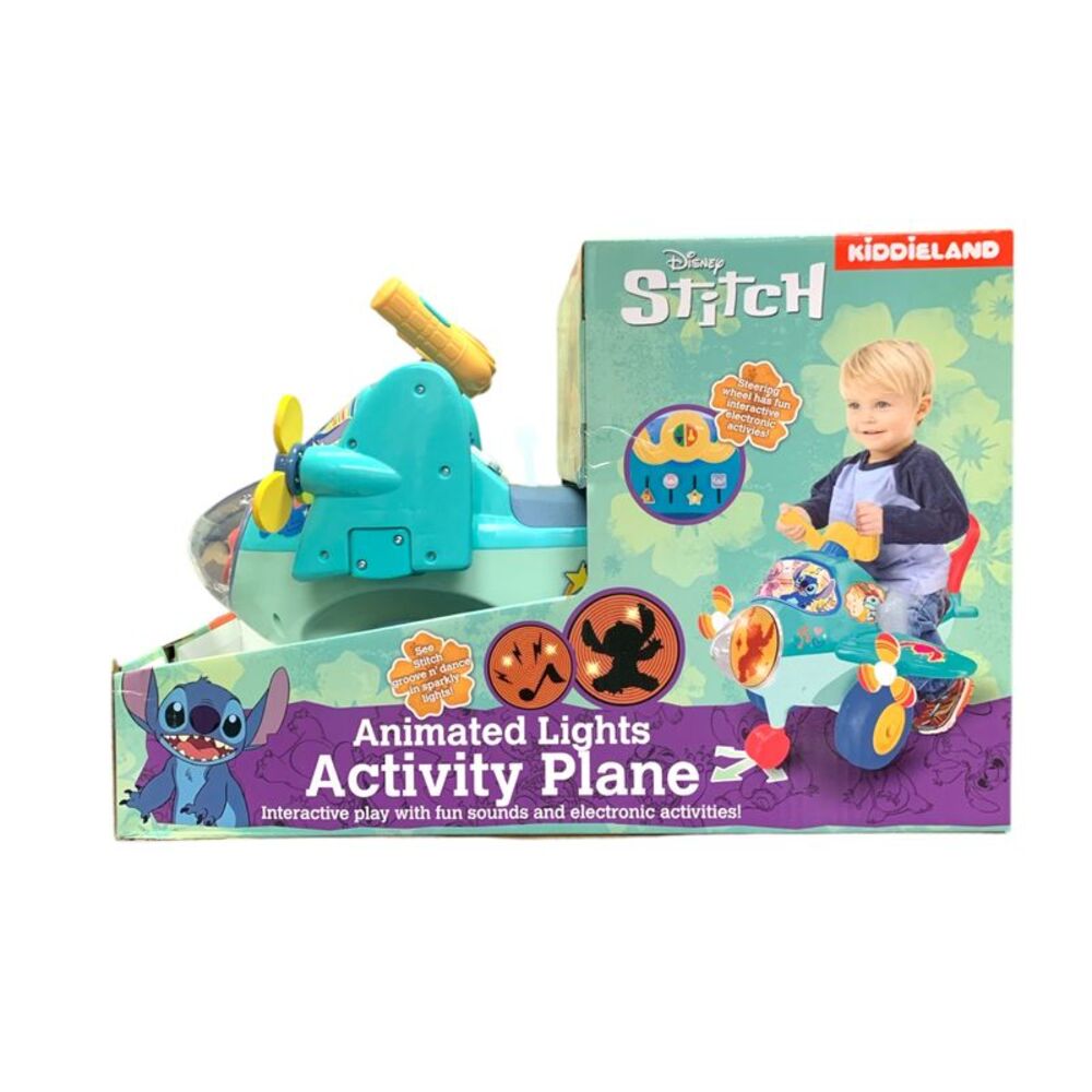 Kiddieland Disney Activity Ride-on Plane with Lights & Sounds, Stitch